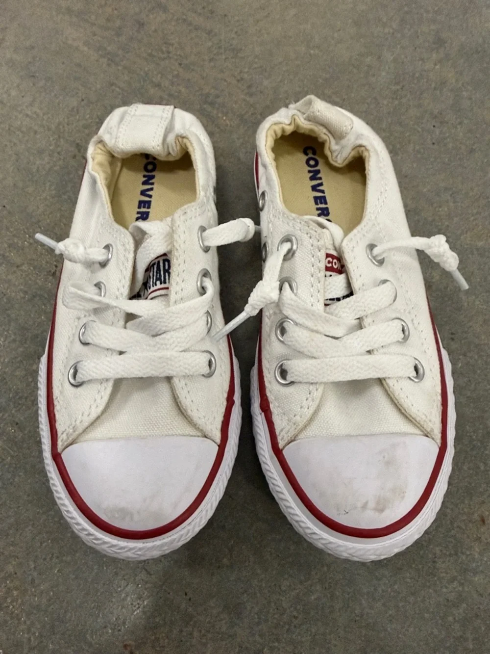Converse Kids White Canvas Low-Top Sneakers with Red Trim